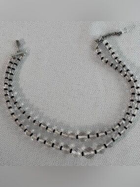 Charles A. Stevens vintage art deco double strand crystal necklace